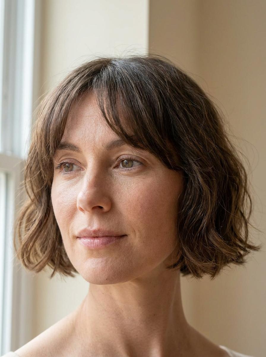 Bob mit Curtain Bangs stylen - kurzen Bob stylen